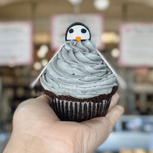 Penguin character cupcake