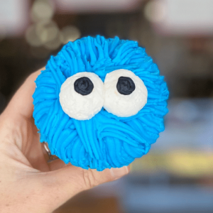 Blue Cookie Monster Vanilla cupcake