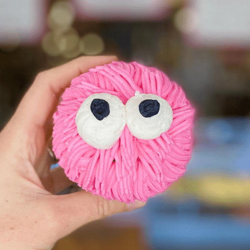 Pink Cookie Monster Vanilla cupcake
